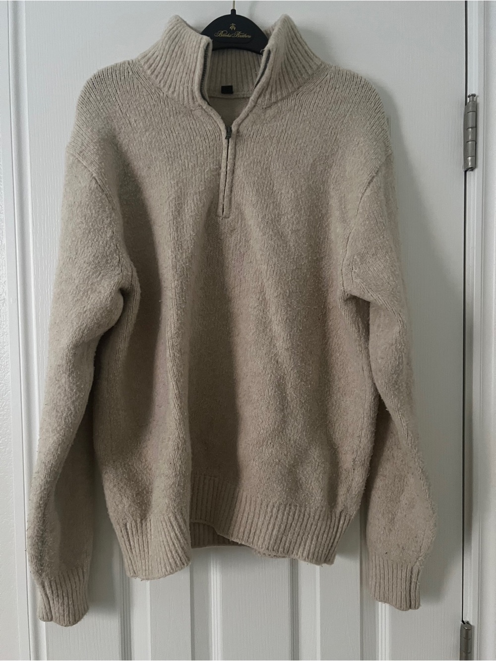 Uniqlo Beige Wool blend Zip-Up Knit Sweater
